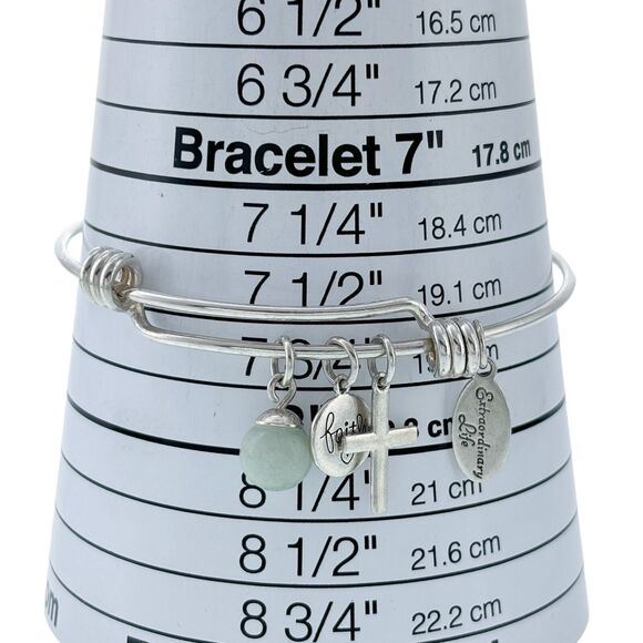 Footnotes Sterling Silver Extraordinary Faith Cross Charm Slide Bracelet 7.5" - Picture 4 of 6